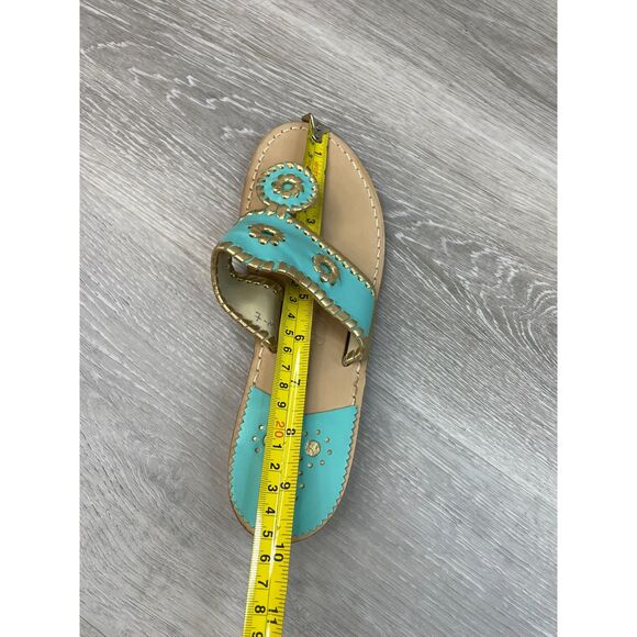 Jack Rogers Hollis Women's 7 Blue Thong Leather Sandal Casual Block Heel Slip-On - Picture 9 of 10